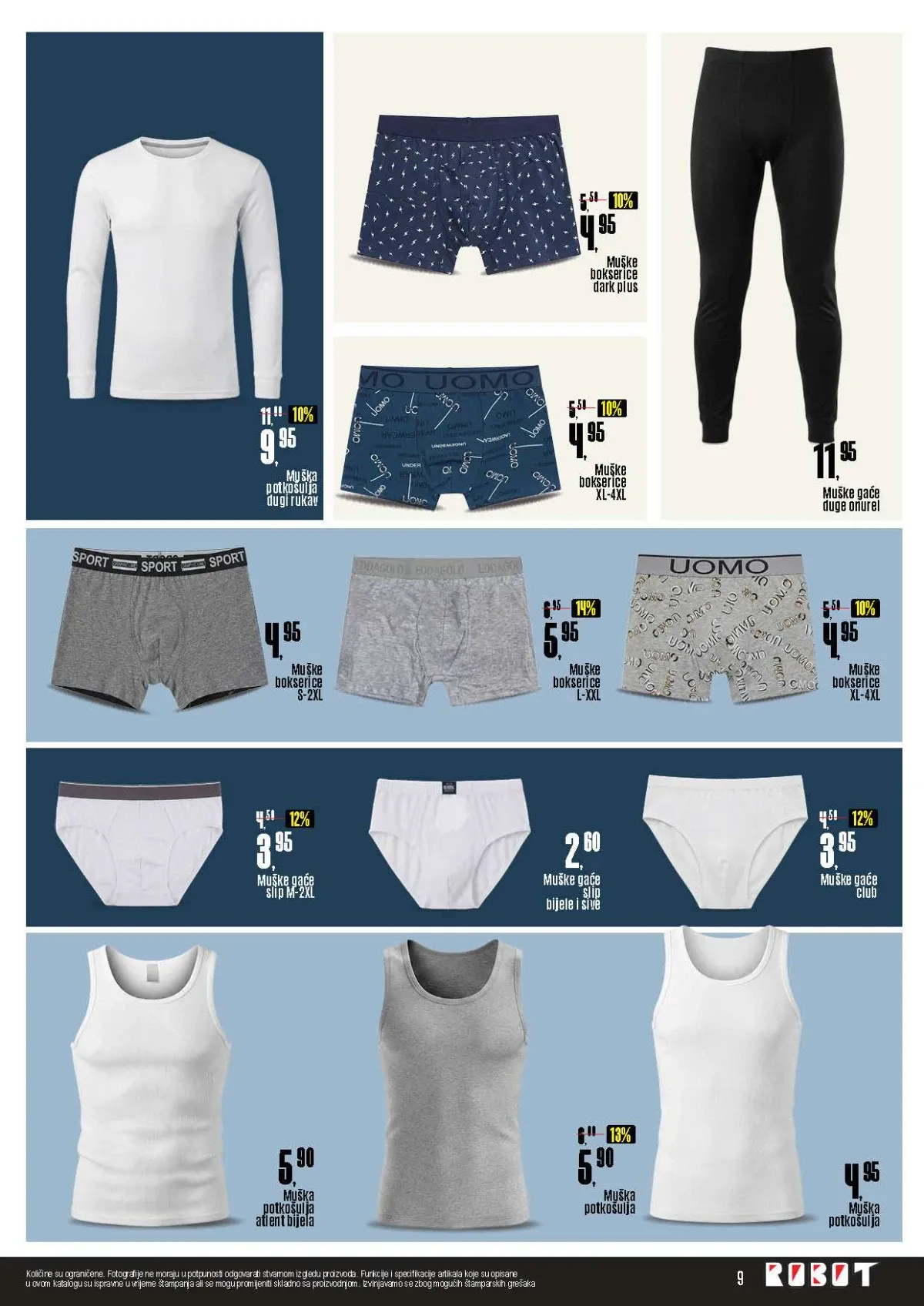 Robot katalog – muške bokserice, gaće, potkošulje i donji veš