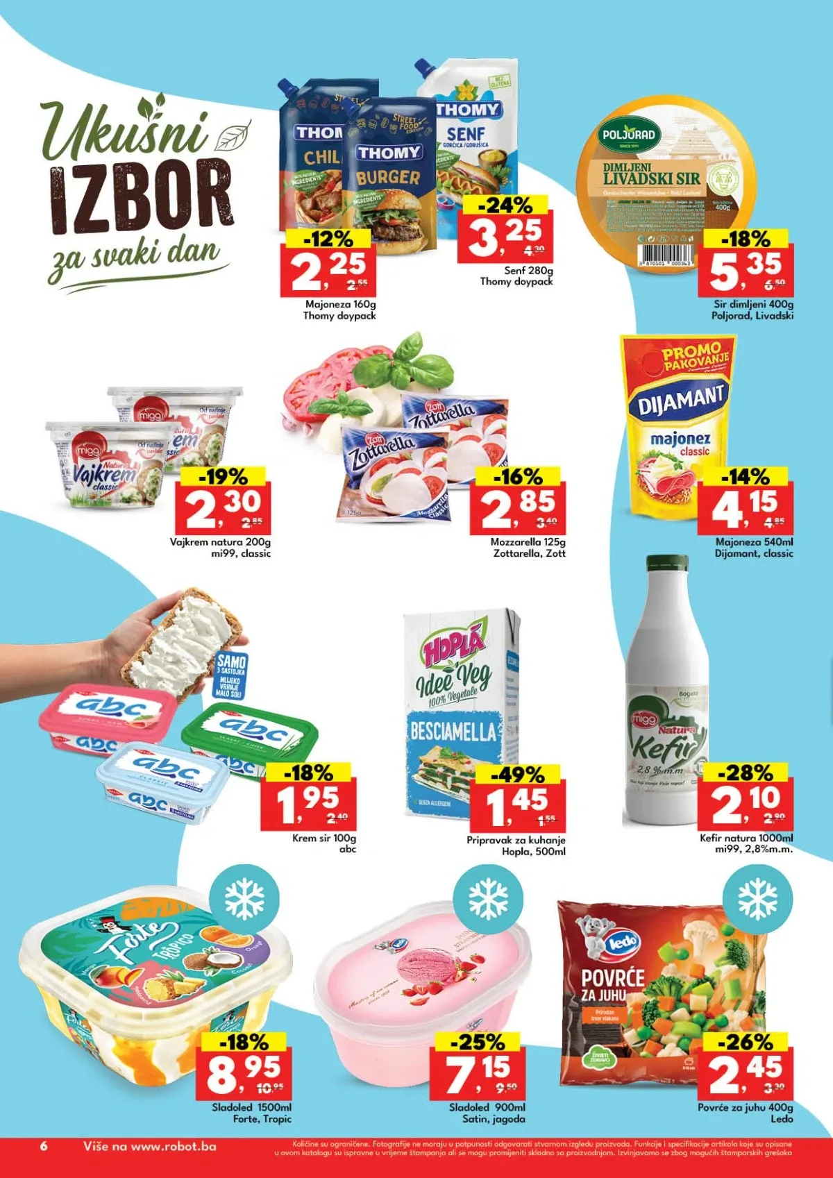 Robot katalog sa akcijom na sireve, kefir, majonezu i sladoled
