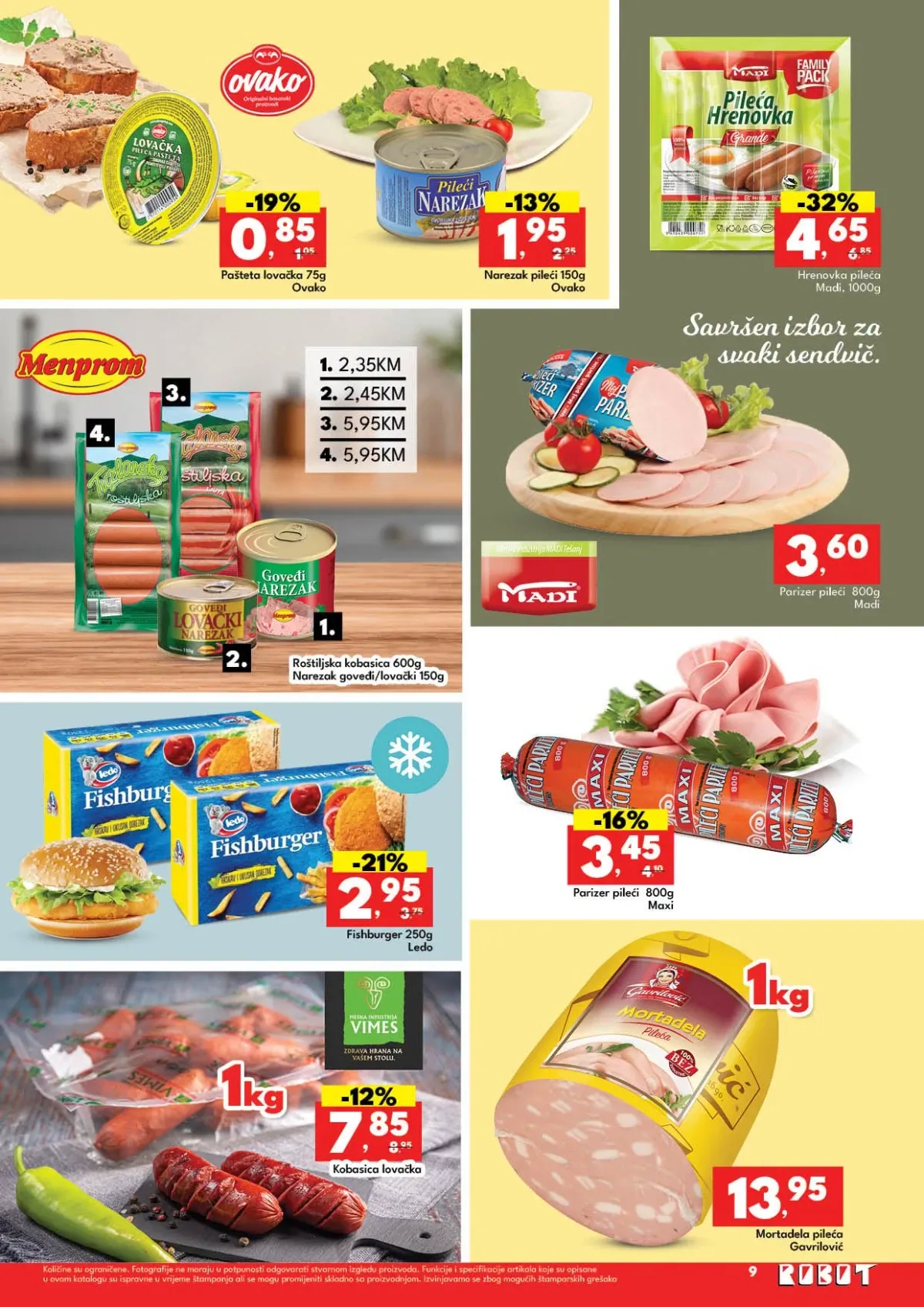 Robot katalog sa akcijom na paštete, salame, mortadelu i kobasice