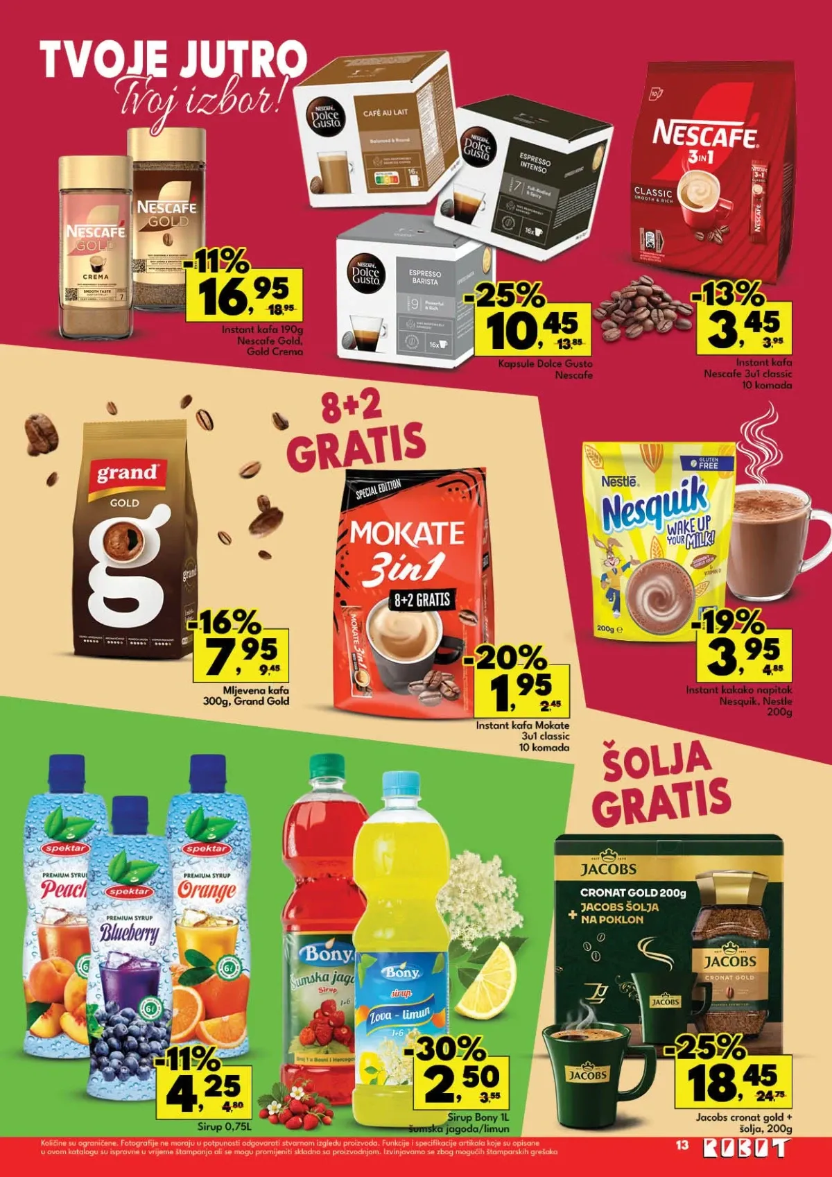 Trinaesta stranica Robot kataloga – Nescafé, Grand, Mokate, Nesquik, Jacobs kafa i voćni napici na akciji