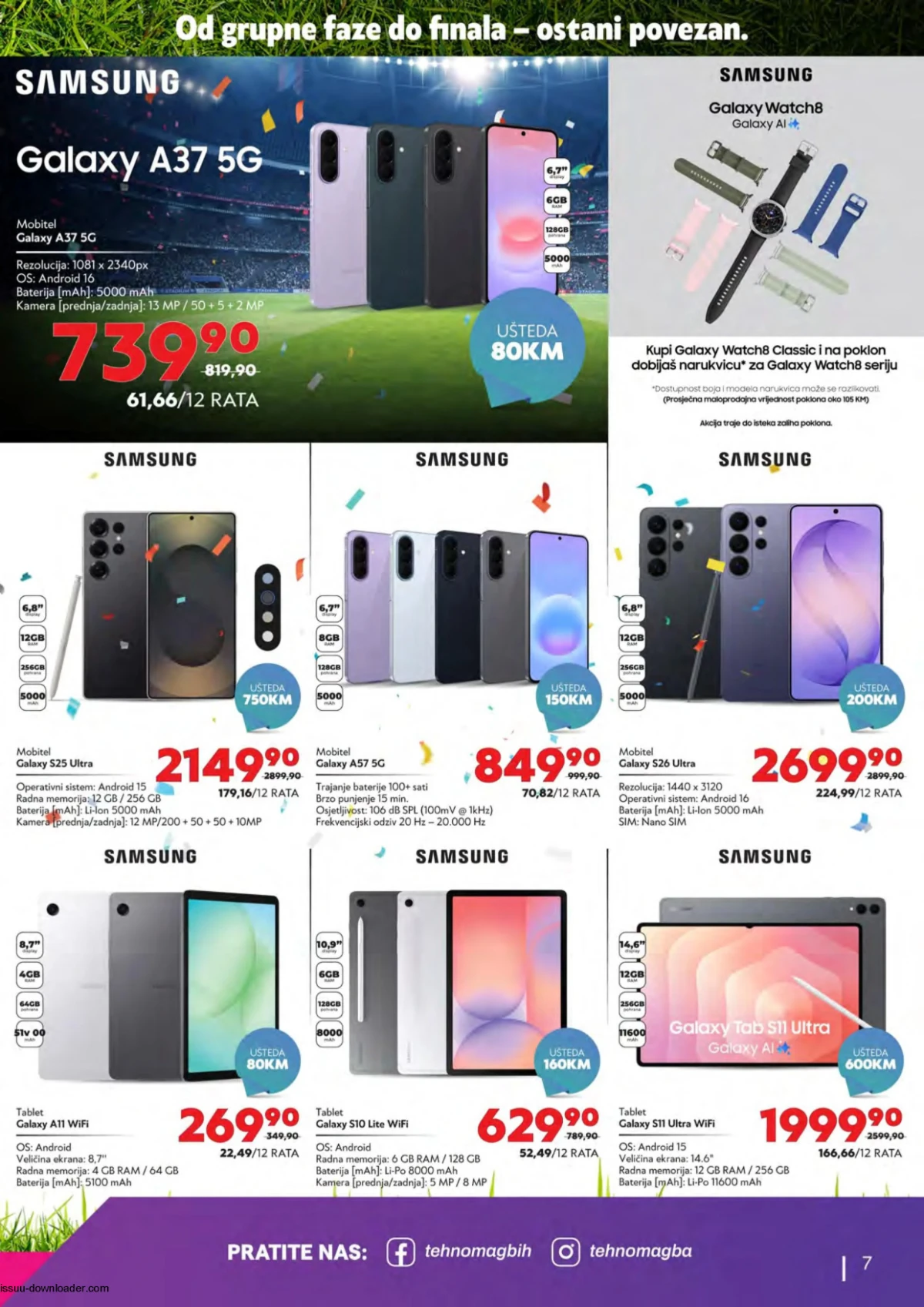 Samsung Galaxy telefoni, tableti i satovi na akciji u Tehnomag katalogu