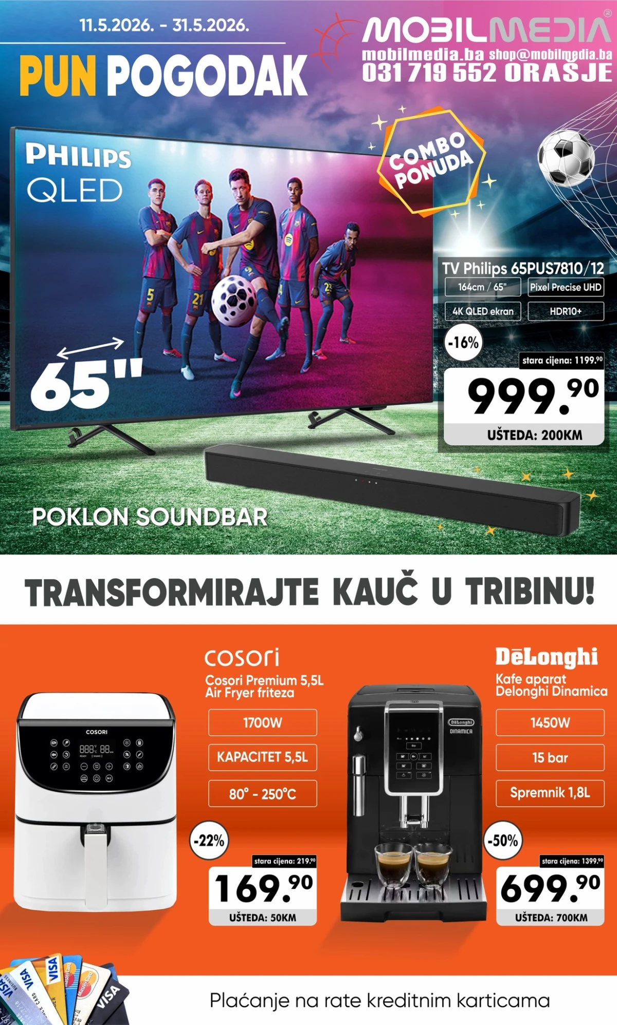 MobilMedia katalog maj 2026 – Philips QLED TV 65 inča, Samsung televizori i kućanski aparati na sniženju do 31.05.2026