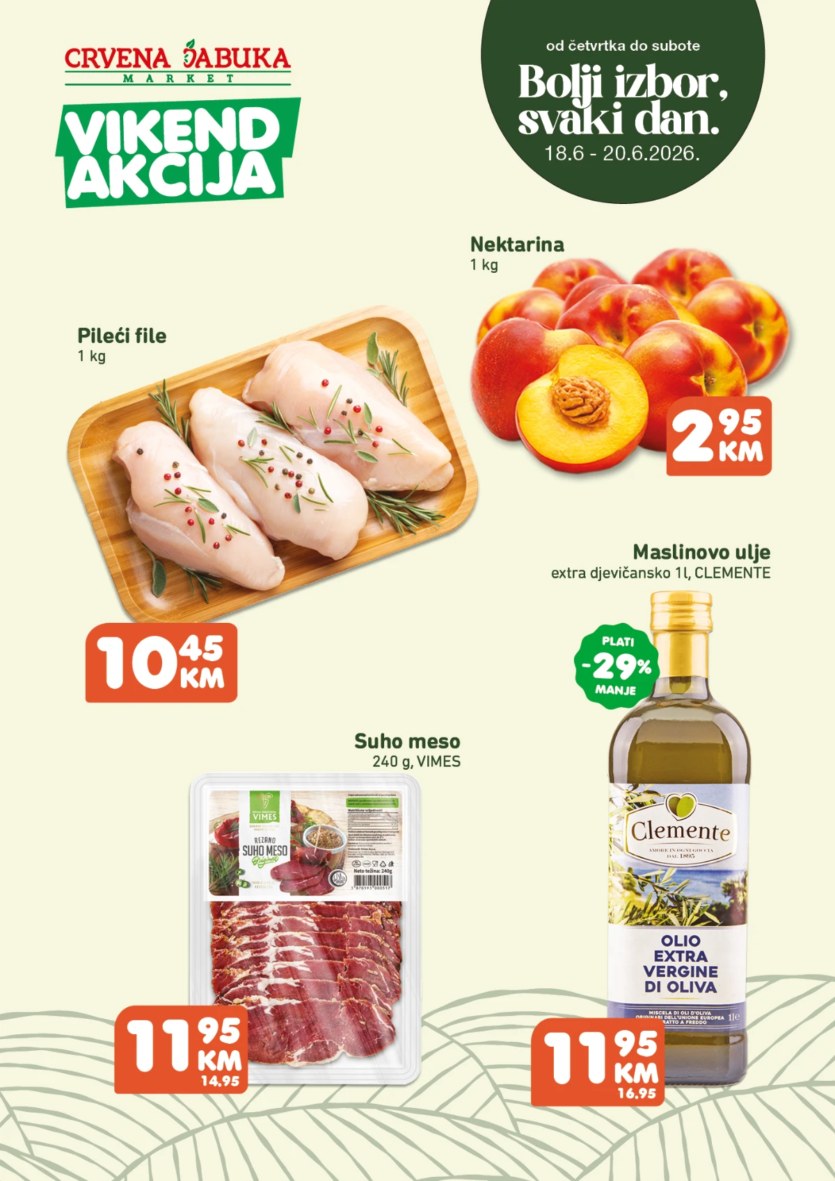 Crvena Jabuka vikend akcija od 18. do 20.06.2026 – vikend ponuda prehrane, voća, mesa i svakodnevne kupovine