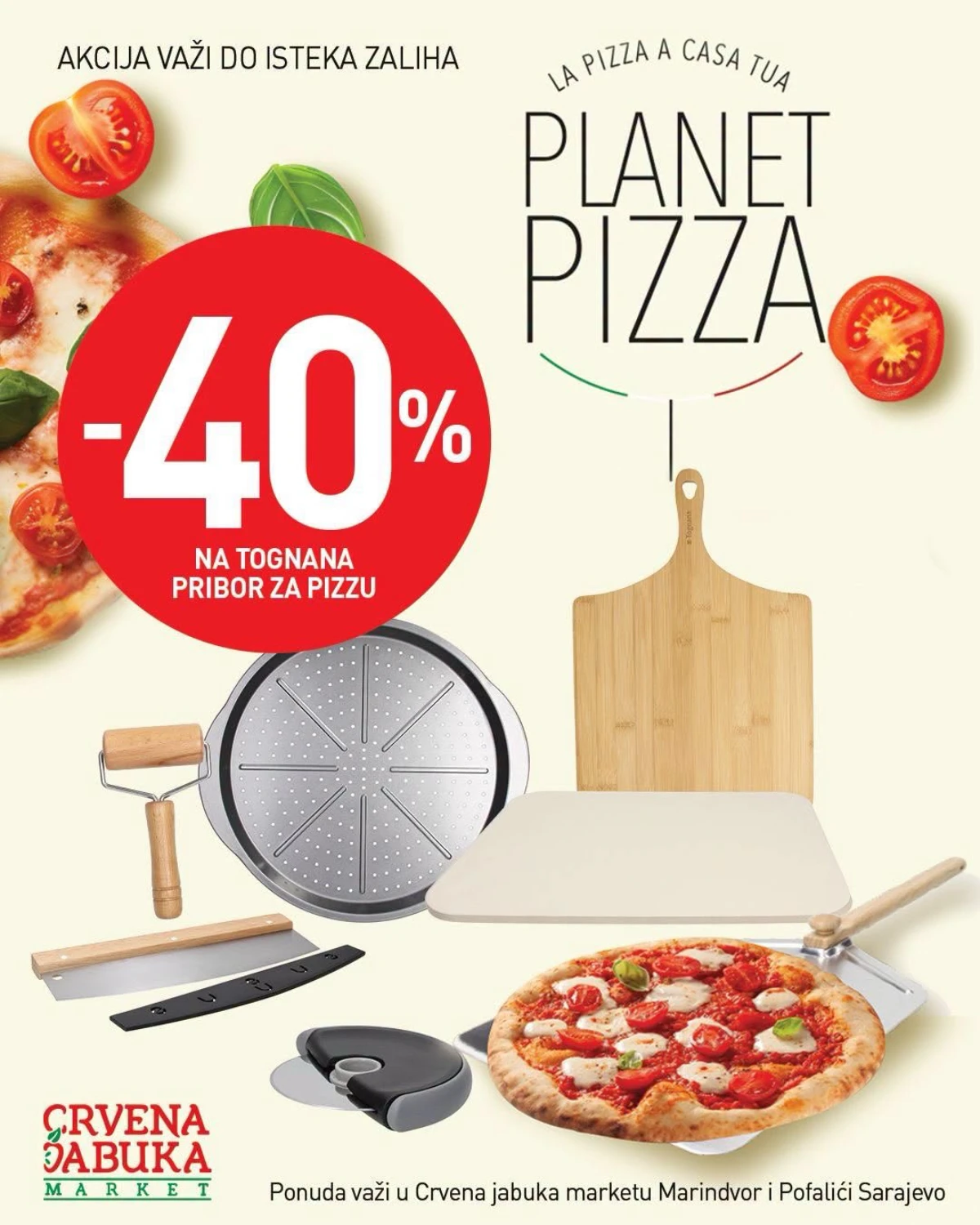 Planet Pizza akcija u Crvenoj Jabuci – do 40 posto popusta na Tognana pribor za pizzu