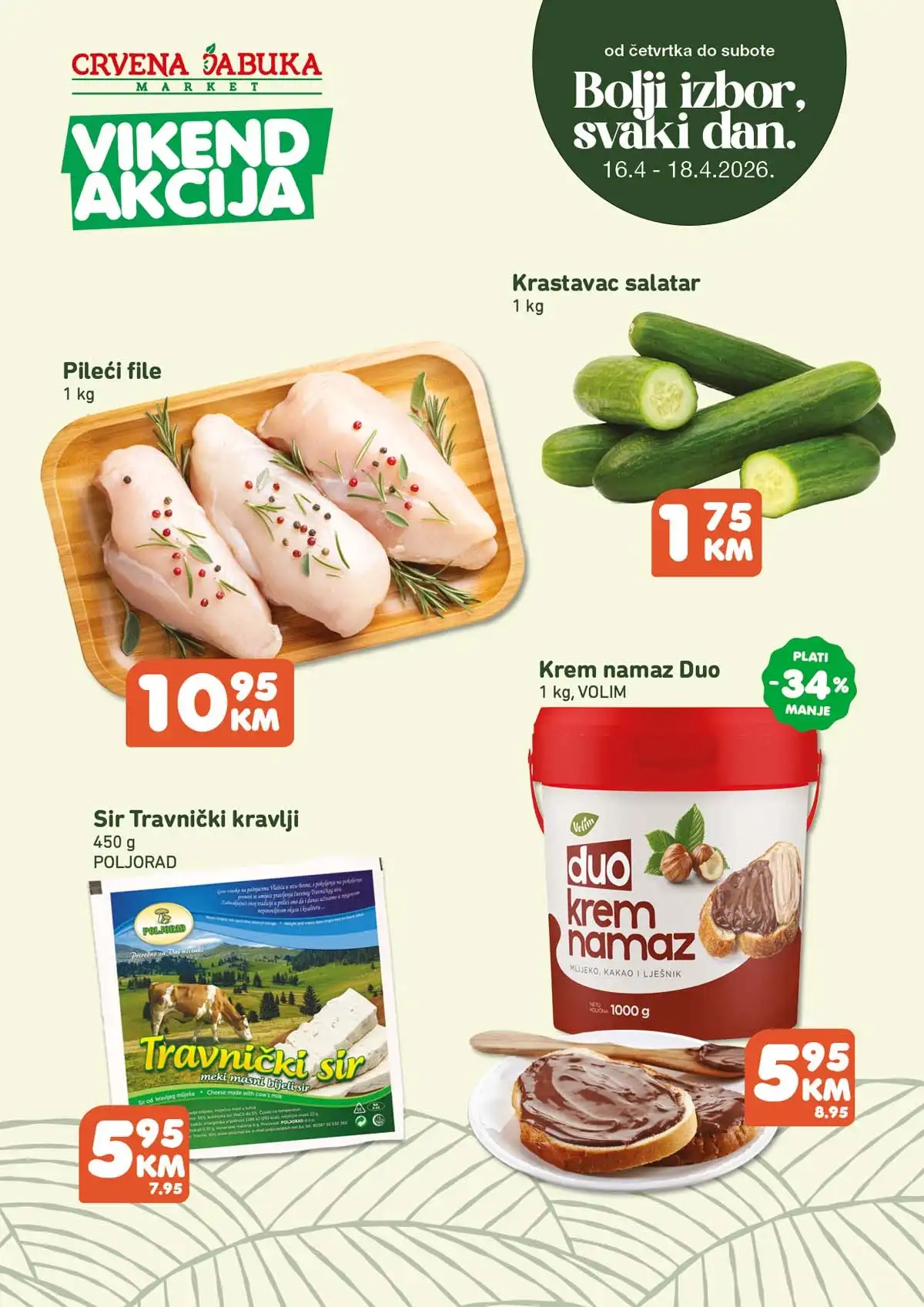 Crvena jabuka vikend akcija sniženja prehrane voća mesa i pića do 18. aprila 2026 katalog