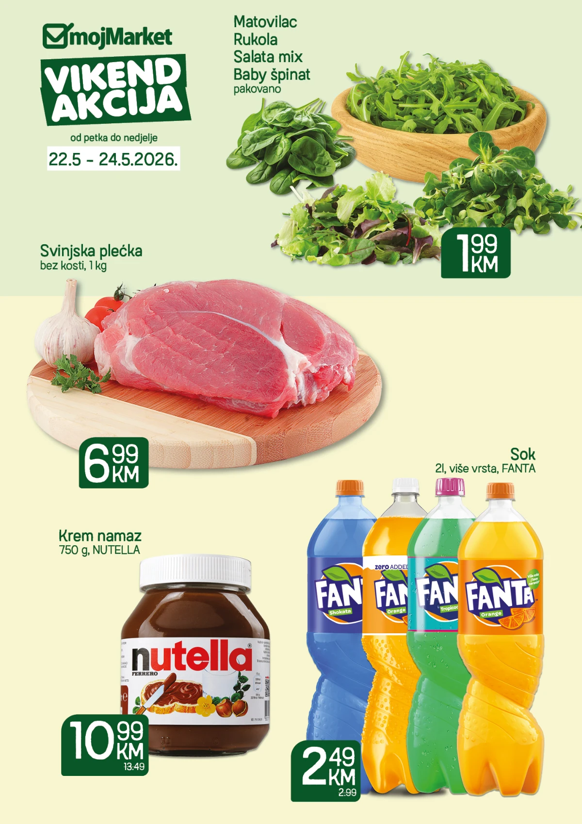 Moj Market vikend akcija do 24.05.2026 – Nutella, Fanta i svinjska plećka po sniženim cijenama
