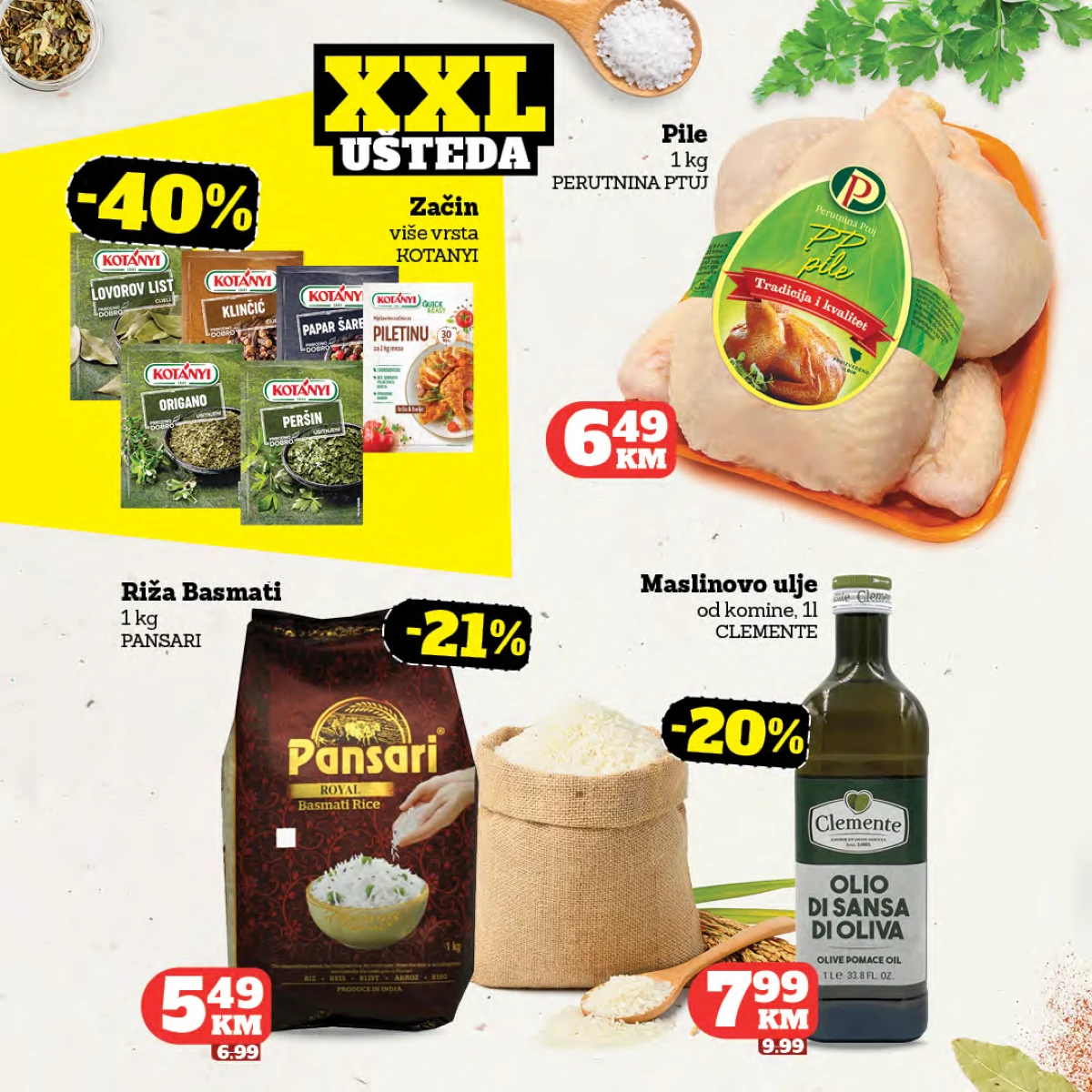 Moj Market katalog – pile 6,49 KM, basmati riža 5,49 KM i Kotanyi začini sniženi do 40 posto