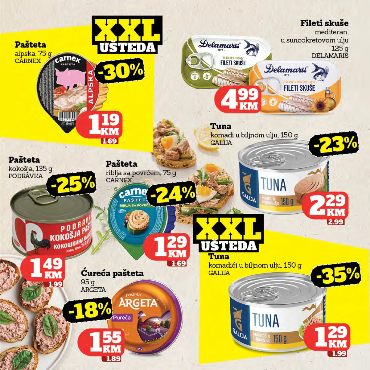 Moj Market katalog – Carnex pašteta 1,19 KM i tuna komadići na sniženju do 35 posto
