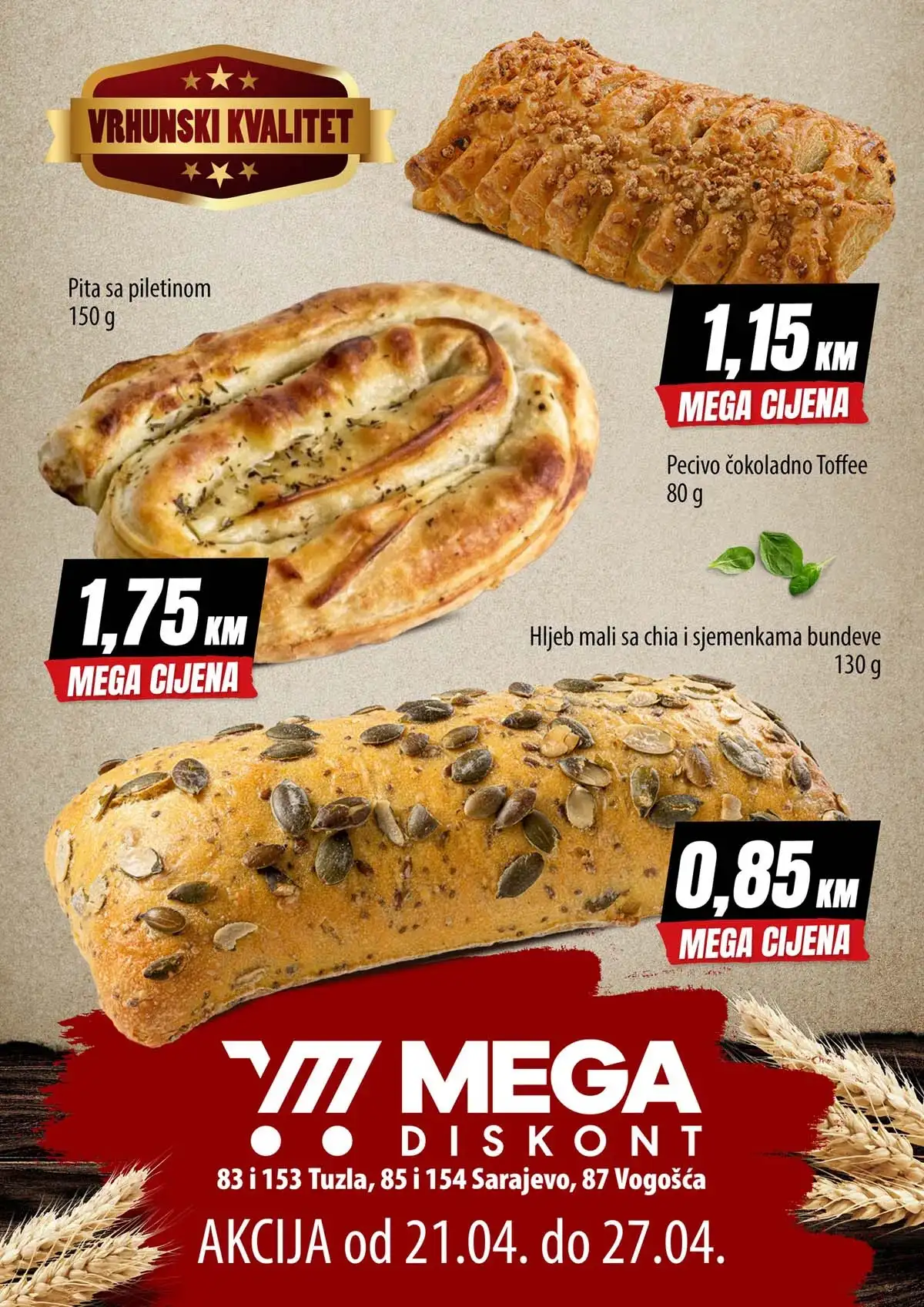 Mega Diskont akcija pekare Otoka Vogošća i Tuzla do 27.aprila 2026