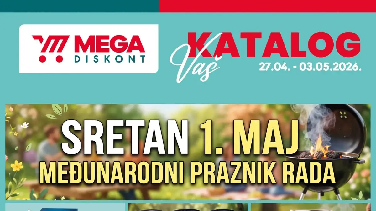 Mega Diskont akcija za 1 maj roštilj meso pivo i piće katalog BiH do 03.05.2026